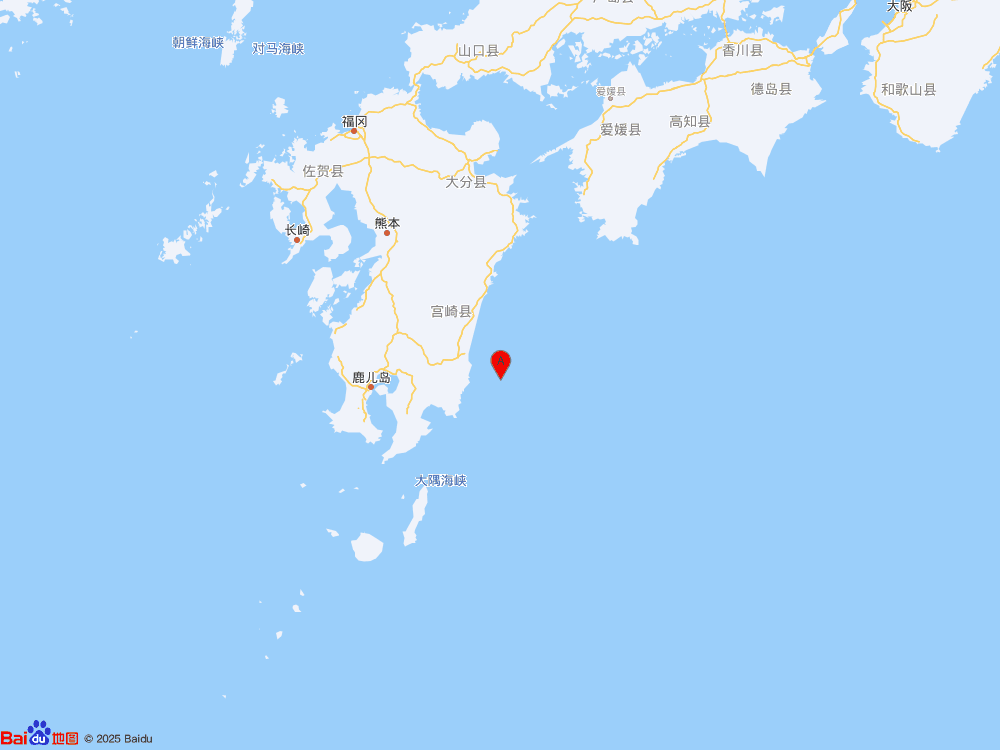 日本九州岛附近海域（北纬31.70度，东经131.75度）发生6.7级地震