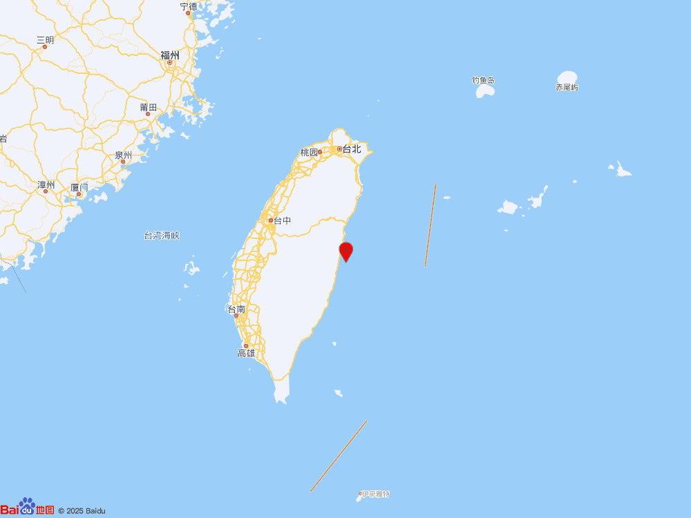 台湾花莲县海域（北纬23.70度，东经121.65度）发生3.7级地震